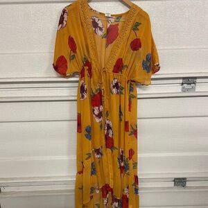 Floral Yellow swim coverup